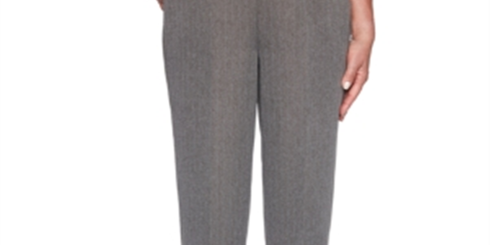 Calça listrada feminina Alfred Dunner Sapphire Skies cinza tamanho 16 pequena