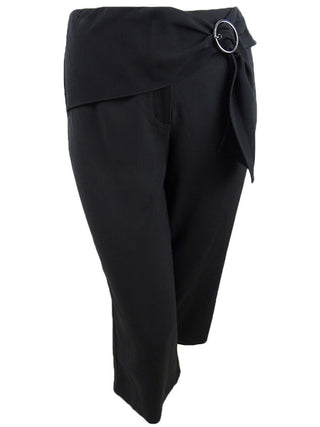 Calça curta Alfani feminina com cinto e faixa, preta, tamanho 10