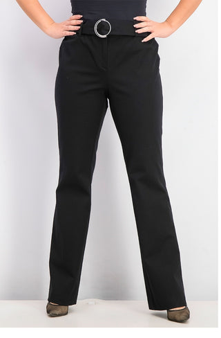 Calça feminina Alfani com cinto, lisa, reta, para usar no trabalho, preta, tamanho 4