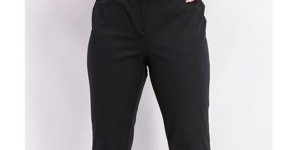 Calça feminina Alfani com cinto, lisa, reta, para usar no trabalho, preta, tamanho 4