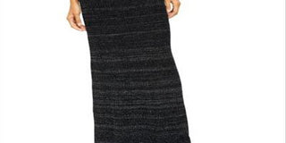 Saia longa canelada metálica brilhante feminina Free People, preta, tamanho médio