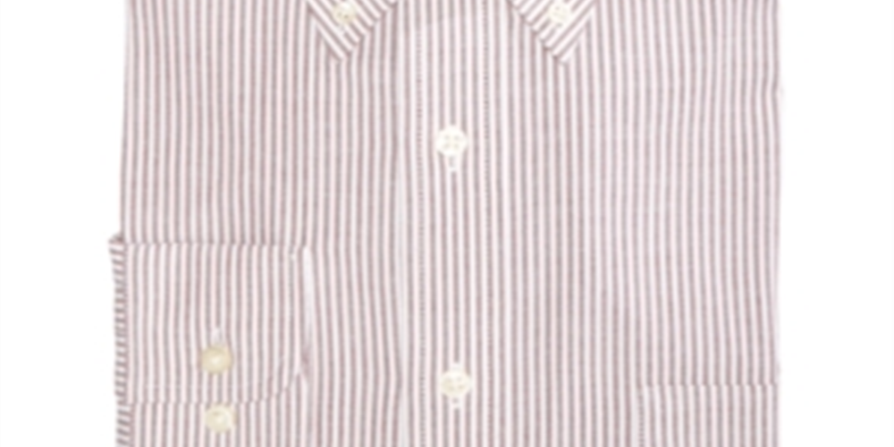 Camisa social masculina Club Room Classic Regular Fit Stretch resistente a rugas University Stripe Borgonha/Branco Tamanho 18