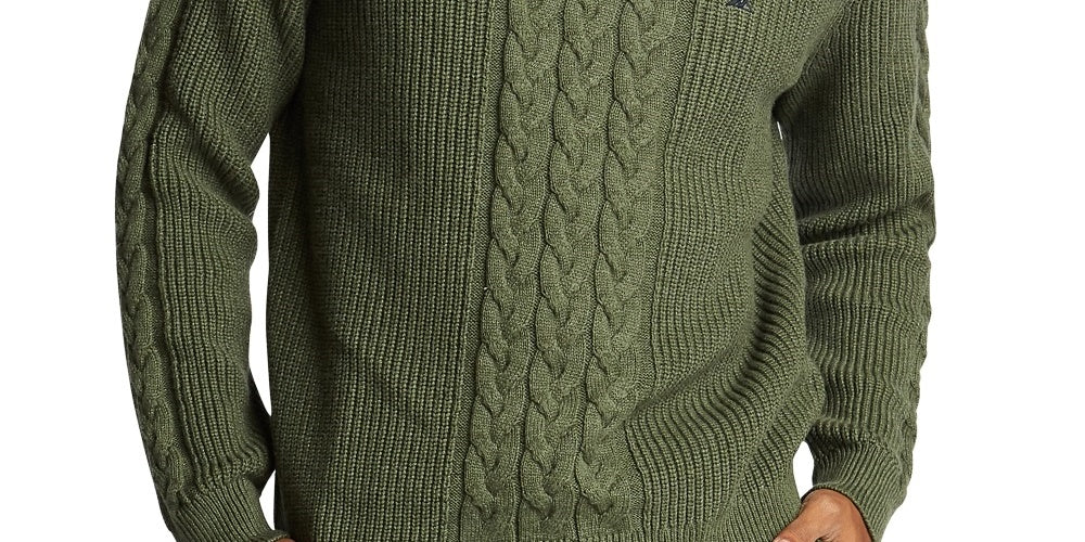 Suéter de malha trançada Nautica Sail Classic Fit masculino, verde, tamanho X-G