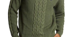 Suéter de malha trançada Nautica Sail Classic Fit masculino, verde, tamanho X-G