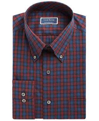 Camisa social masculina de algodão com ajuste regular Club Room, vermelha, tamanho 18x34-35