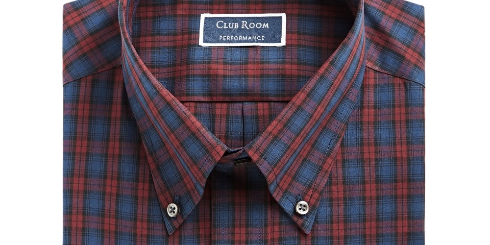 Camisa social masculina de algodão com ajuste regular Club Room, vermelha, tamanho 18x34-35