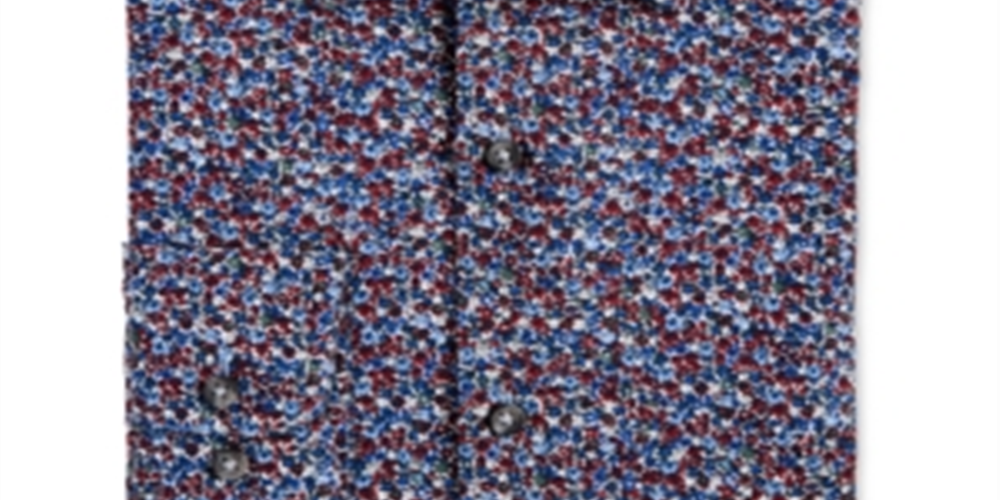 Camisa social masculina Bar III Max Cotton Floral Borgonha Tamanho Grande