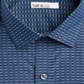 Camisa social masculina de algodão com gola Bar III, tamanho azul
