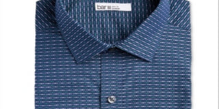 Camisa social masculina de algodão com gola Bar III, tamanho azul