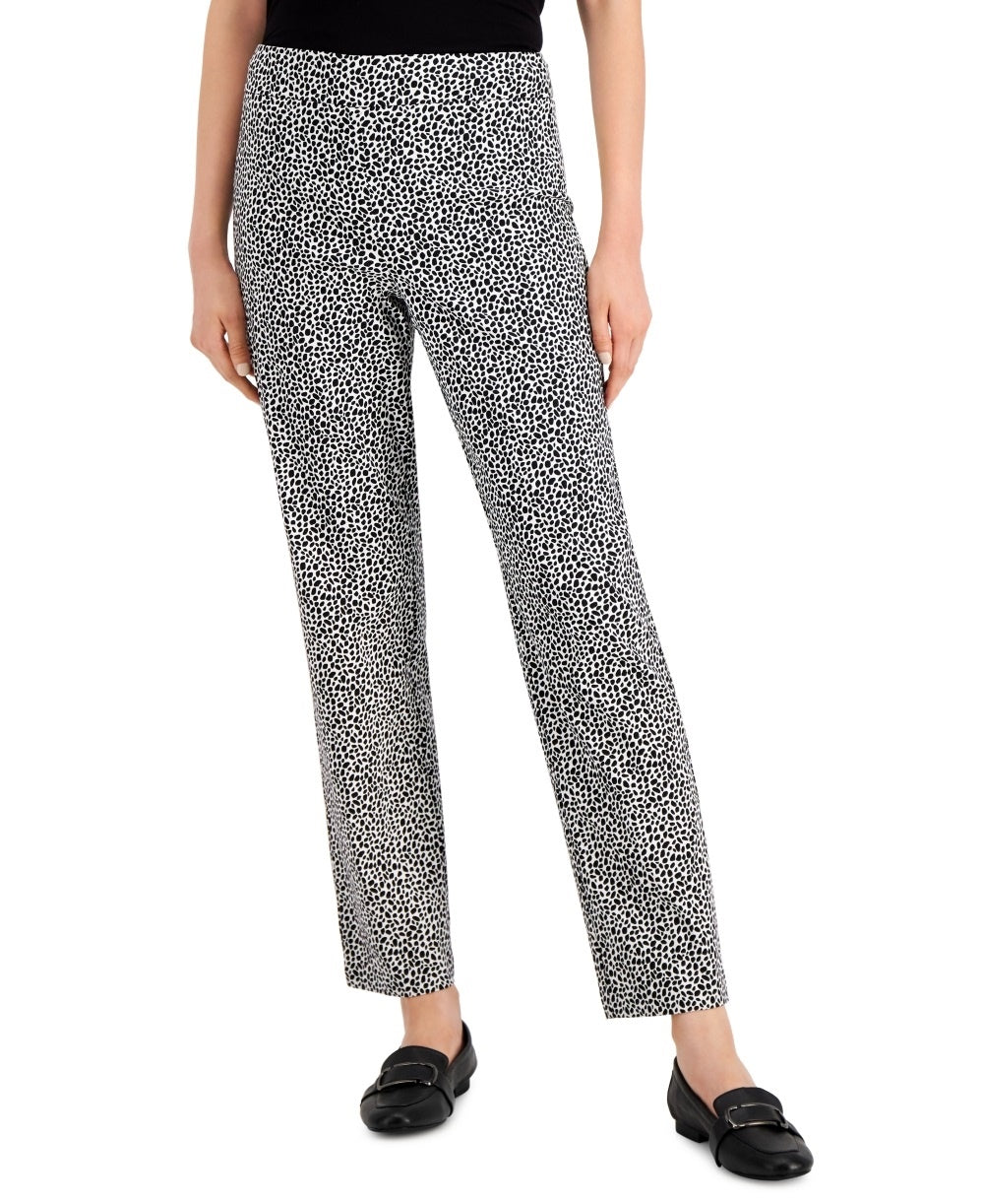 Calça feminina estampada JM Collection preta tamanho médio