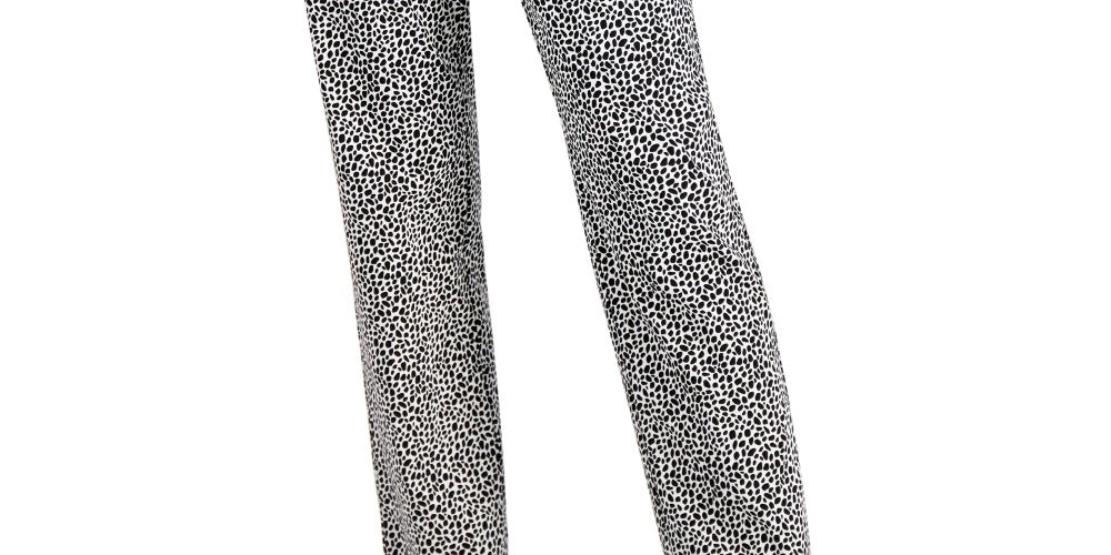 Calça feminina estampada JM Collection preta tamanho médio