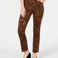 Calça jeans feminina Lexington com estampa animal, perna reta, marrom, tamanho 14, Charter Club