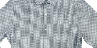 Camisa social masculina Bar III com gola estampada e corte slim, azul marinho, tamanho GG -36X37