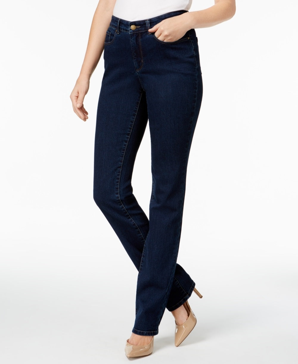 Calça jeans feminina Charter Club Lexington reta azul tamanho 18