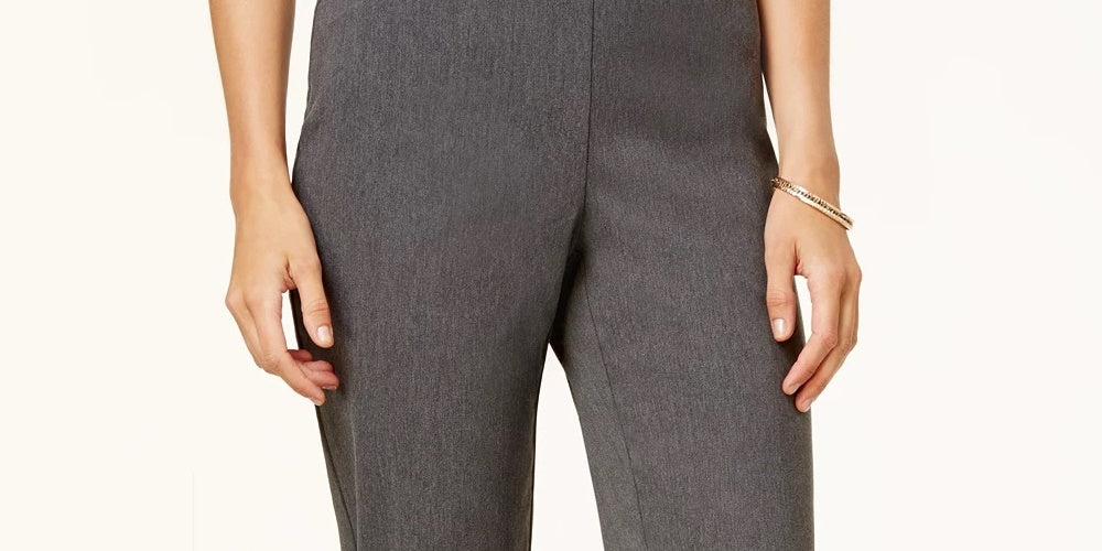 Calça feminina Alfred Dunner Classics Allure Slim Leg, cinza, tamanho 14