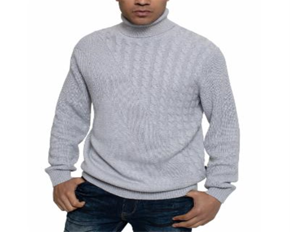 Suéter masculino Sean John Tri Pattern gola alta cinza tamanho médio