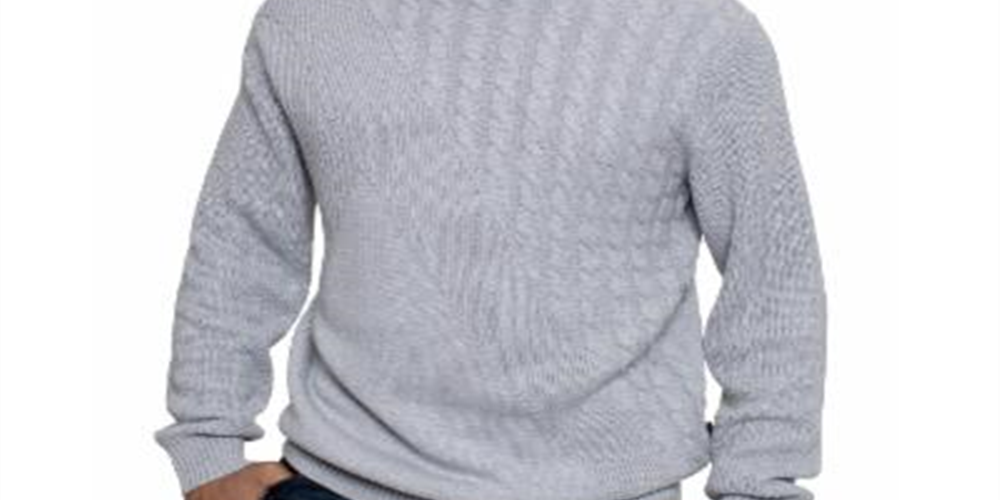 Suéter masculino Sean John Tri Pattern gola alta cinza tamanho médio