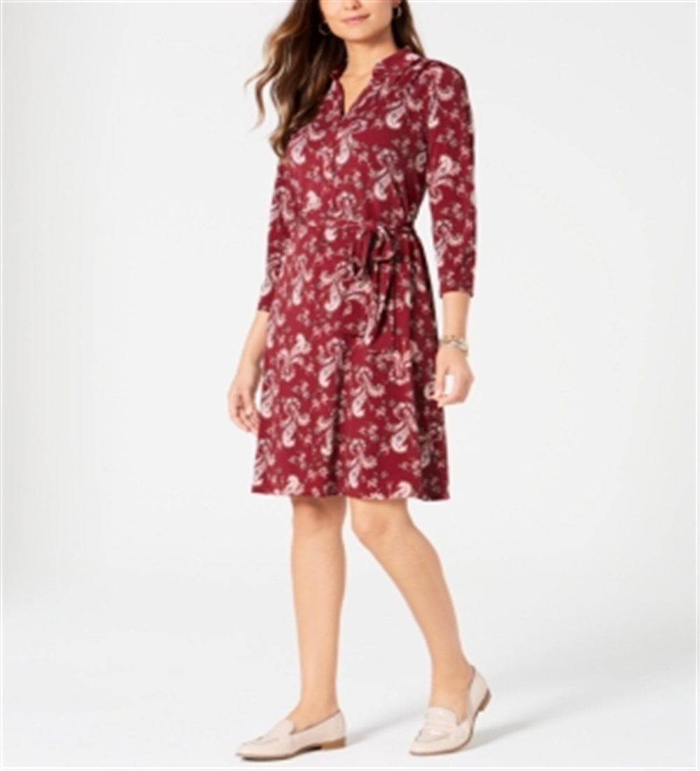 Camisa polo feminina estampada Charter Club tamanho Cranberry - Petite P/M