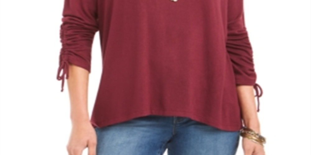 Blusa feminina com cordão e punho estilo vinho, tamanho pequeno G