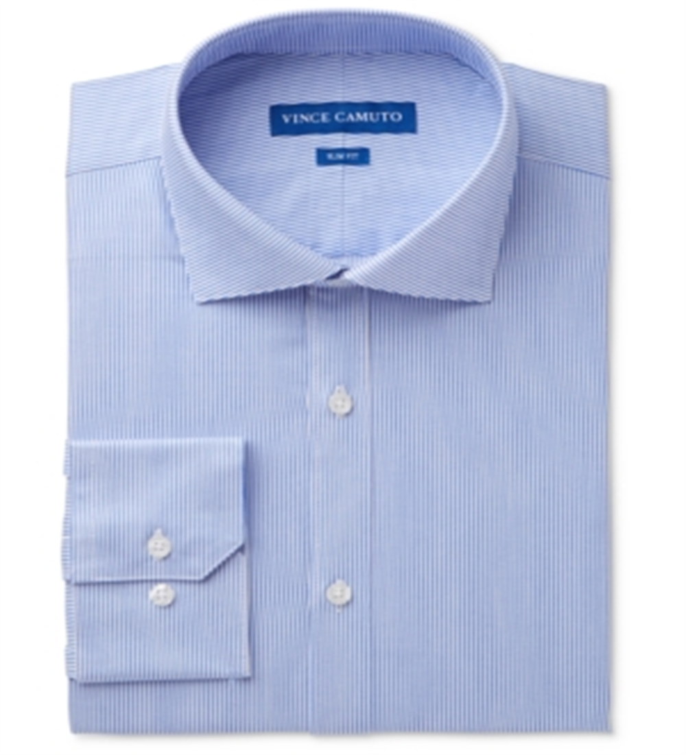 Camisa social listrada masculina Vince Camuto, azul, tamanho 14