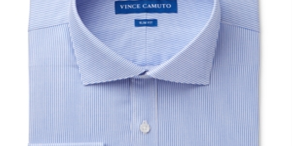 Camisa social listrada masculina Vince Camuto, azul, tamanho 14