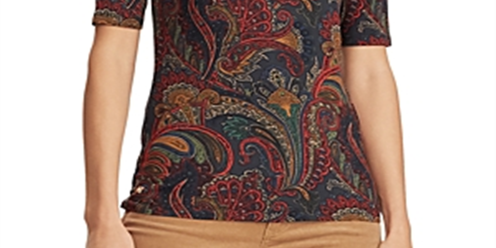 Camiseta Ralph Lauren Feminina Gola Alta Stretch Vermelha Tamanho M