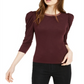 Blusa feminina Bar III com acabamento em malha e manga bufante, marrom, tamanho 2XS