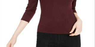 Blusa feminina Bar III com acabamento em malha e manga bufante, marrom, tamanho 2XS