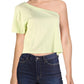 Blusa feminina de manga curta lisa Free People, verde, tamanho extragrande
