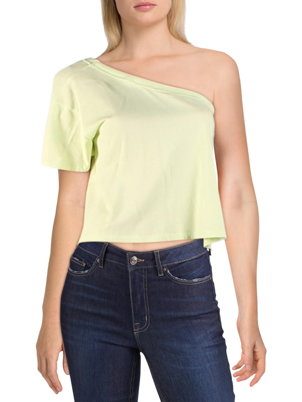 Blusa feminina de manga curta lisa Free People, verde, tamanho extragrande
