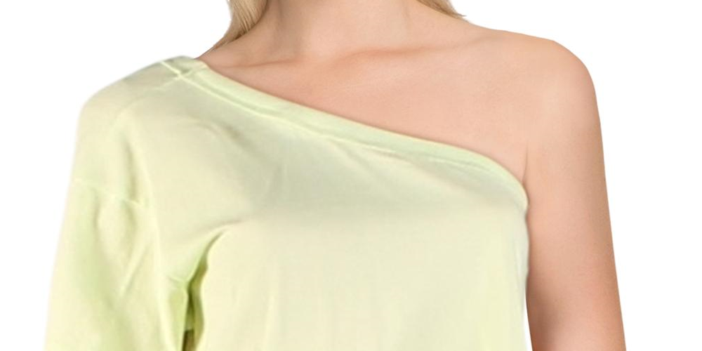 Blusa feminina de manga curta lisa Free People, verde, tamanho extragrande
