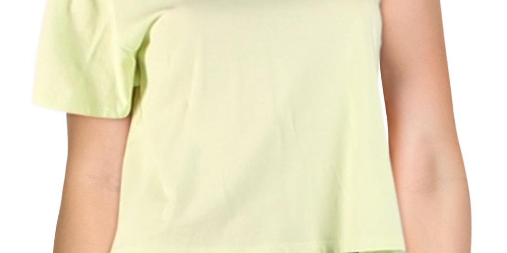 Blusa feminina de manga curta lisa Free People, verde, tamanho extragrande