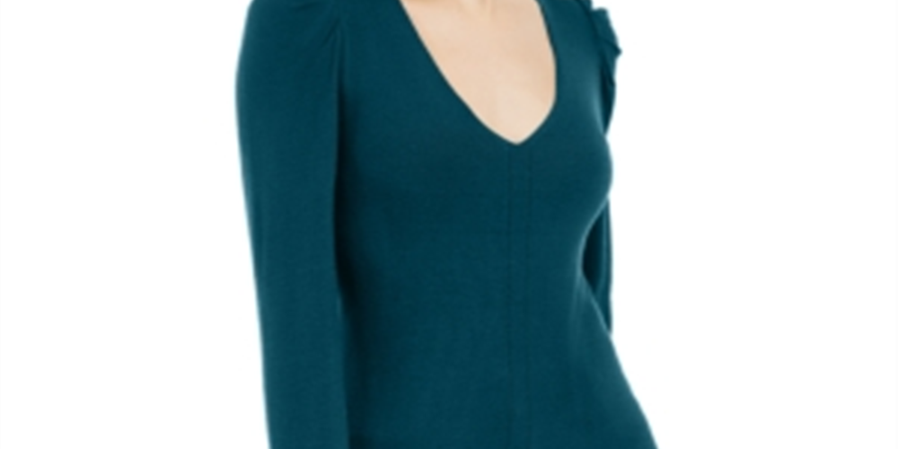 INC International Concepts Suéter túnica feminino com manga bufante verde tamanho XX-G