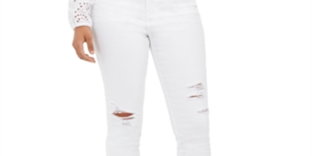 Calça jeans skinny feminina Style &amp; Co, branca, tamanho 14