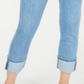 Calça jeans feminina Oat com perna reta e punho, azul, tamanho 29