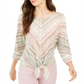 Blusa feminina com listras frontais e amarração, estilo &amp; co, verde, tamanho pequeno