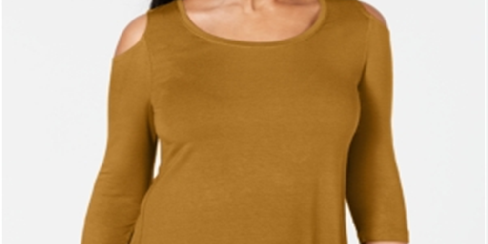 JM Collection Blusa feminina com ombros descobertos, amarela, tamanho pequeno
