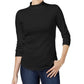 Blusa de malha feminina Charter Club com gola alta e manga 3/4, preta, tamanho XX-G