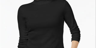 Charter Club Women's Knit Top Mock Neck 3/4 Sleeve Black Size XX-Large