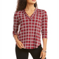 Charter Club Blusa feminina estampada com pregas no ombro, vermelha, tamanho X-S