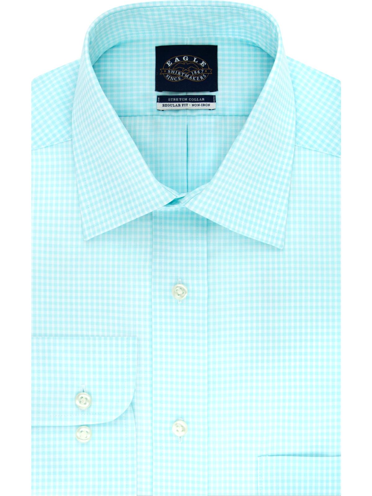Camisa social masculina Eagle com estampa xadrez de algodão, tamanho grande, tamanho Aqua