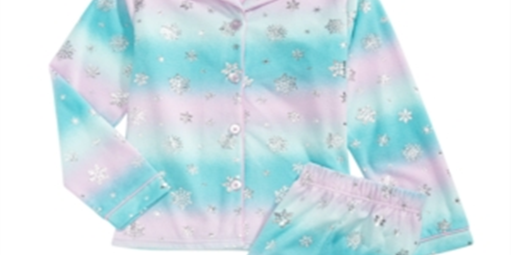 Conjunto de pijama de lã com estampa de floco de neve para meninas Max &amp; Olivia Little &amp; Big, 2 peças, azul-petróleo, tamanho G