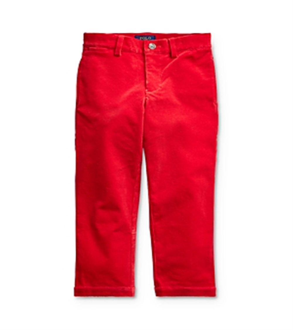 Calça Ralph Lauren Boy's Madison Stretch Corduroy Slim Fit Vermelha Tamanho 3T