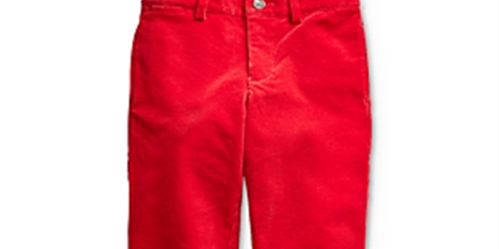 Calça Ralph Lauren Boy's Madison Stretch Corduroy Slim Fit Vermelha Tamanho 3T