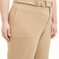 Calça feminina casual com bolso e cinto, INC International Concepts, bege, tamanho 14W