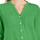 Camisa feminina Charter Club Roll Tab com botões, verde, tamanho médio