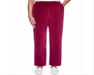 Calça casual de veludo Alfred Dunner Bright Idea feminina, tamanho Berry, pequena, L
