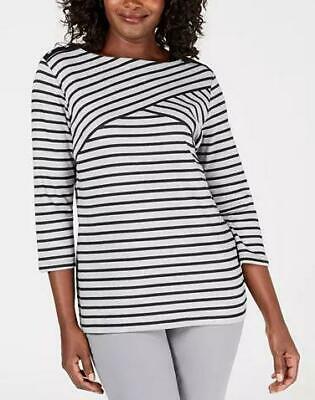 Blusa listrada feminina Karen Scott cinza-fumaça tamanho pequeno P