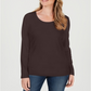 Blusa feminina Karen Scott de algodão com decote redondo, tamanho chocolate, pequeno, G