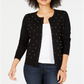 Cardigan feminino com detalhes de pérolas Charter Club, preto, tamanho pequeno